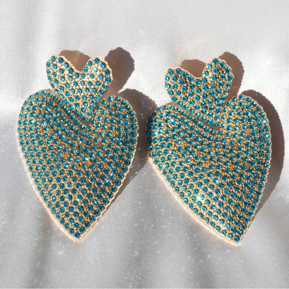 ✨For Love and Lemons Adela Rhinestone Heart Earrings - Picture 1 of 6
